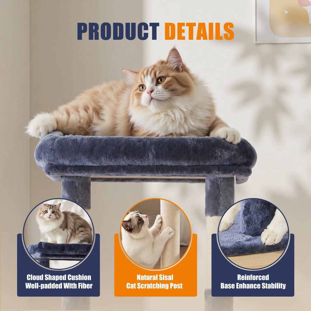 MCQ 63IN Cat Tree Tower Natural Sisal Scratching Posts Multi Level Cat Climbing Tower with Condo Pet House for Indoor Cats Whispering Desires Shoppe
