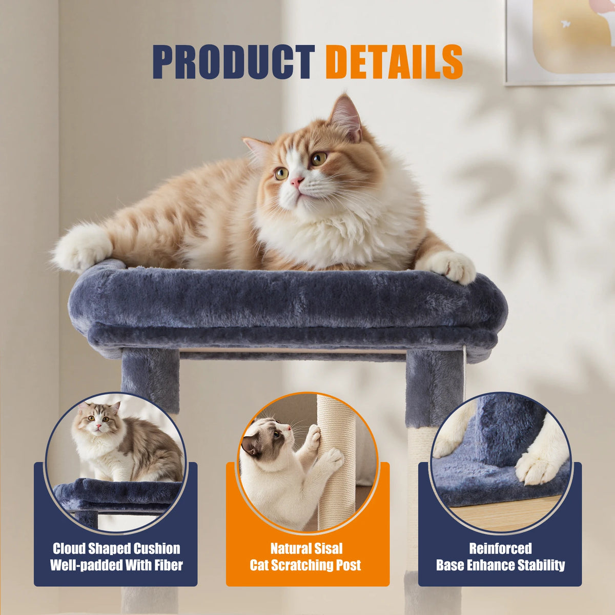 MCQ 63IN Cat Tree Tower Natural Sisal Scratching Posts Multi Level Cat Climbing Tower with Condo Pet House for Indoor Cats Whispering Desires Shoppe