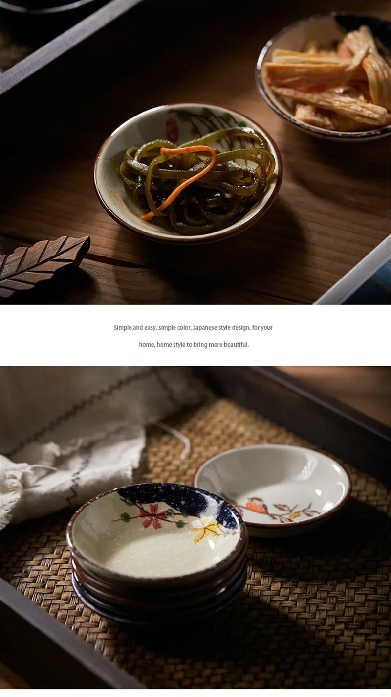 Flower and Bird Ceramic Sauce Dish — 9.5 cm