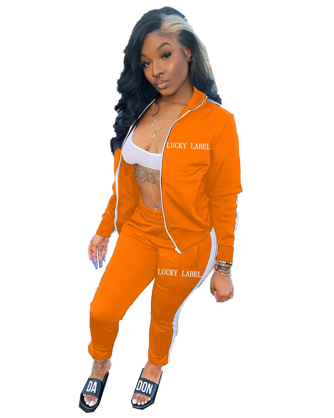 Women's Embroidered Zip-Up Top and Pants Set