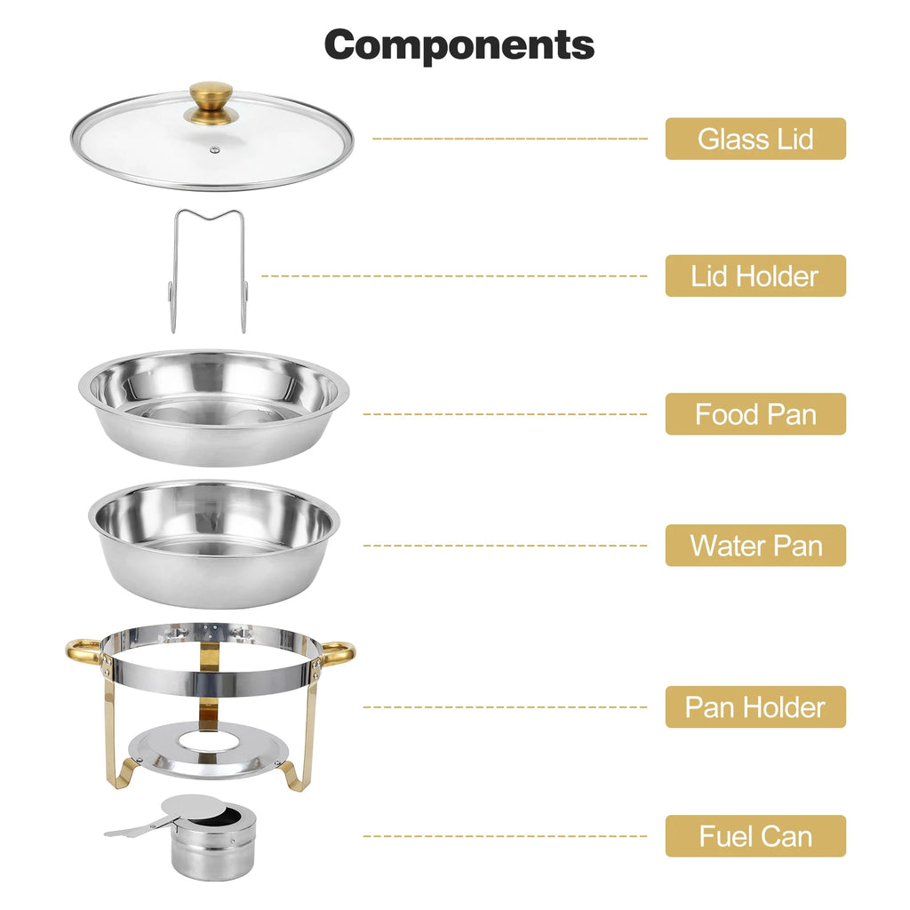 HiMISS 5-Quart Chafing Dishes with Glass Lids, 2-Pack