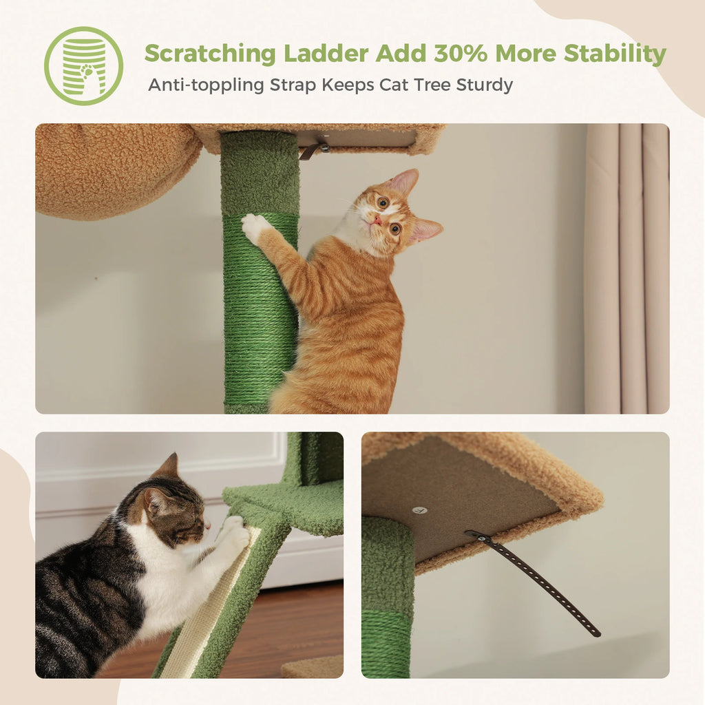 Cactus Cat Tree Floor to Ceiling Cat Tower with Sisal Scratching Post,Comfortable Hammock for Multi-Cat Homes,Cat Accessories Whispering Desires Shoppe