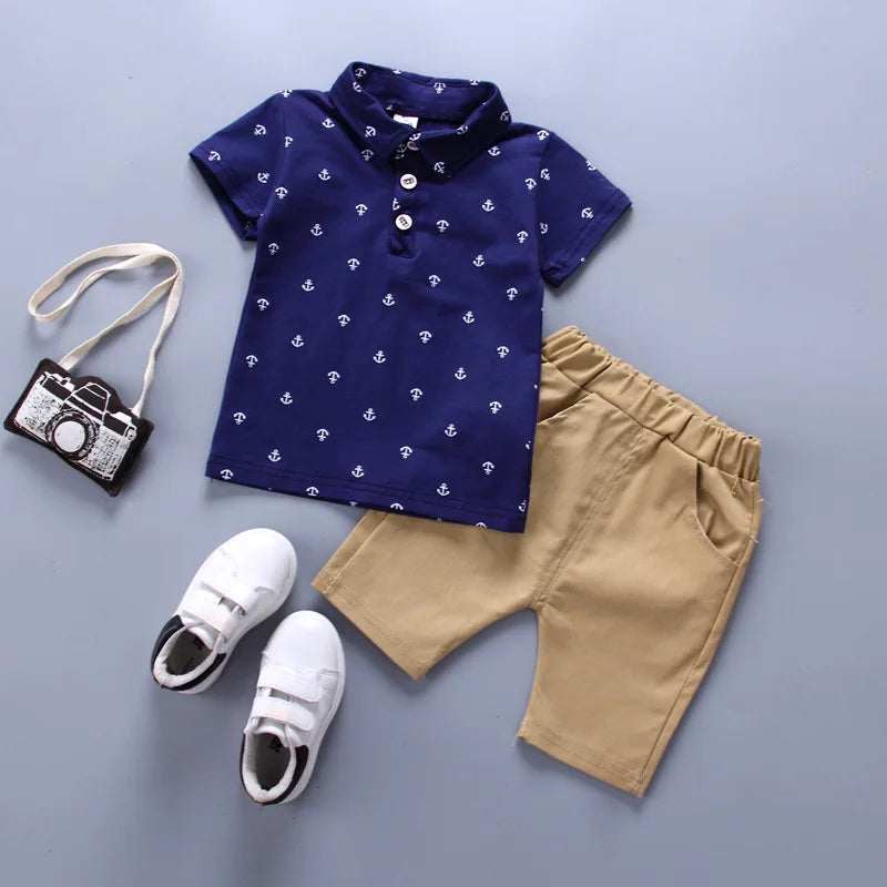 Children's Collared Shirt and Shorts Set