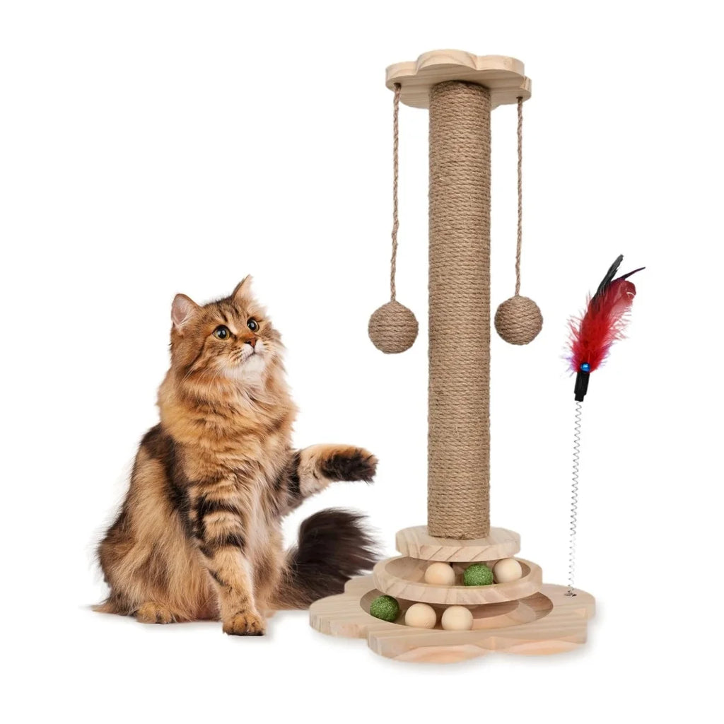 Wooden Cat Scratching Board with Rotating Platform