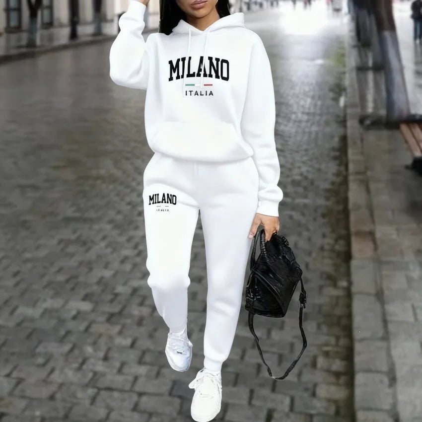 Women's Milano Letter-Print Top and Wide-Leg Pants Set