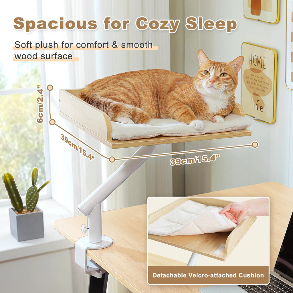 360° Rotating Desk-Mounted Cat Bed