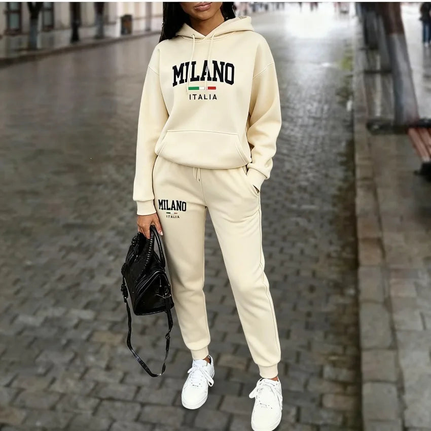 Women's Milano Letter-Print Top and Wide-Leg Pants Set