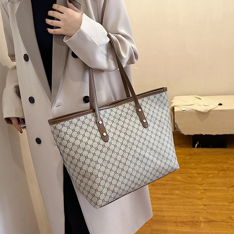 Women's PU Shoulder Tote with Zipper Closure