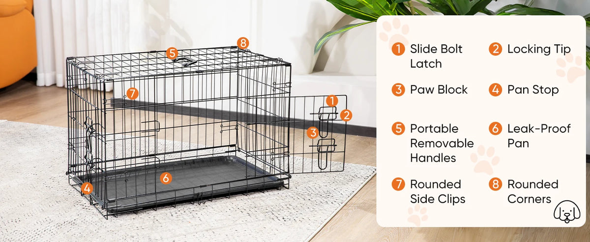 JHK 48" Double-Door Folding Wire Dog Crate