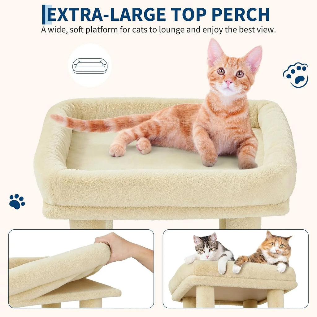 61" Cat Tree with Two Condos & Seven Scratching Posts