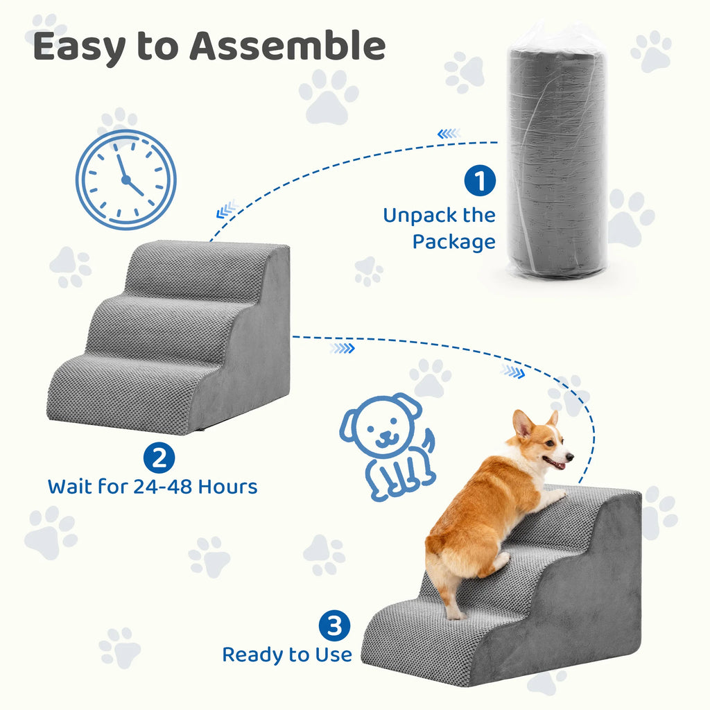 JHK 3-5 Step High-Density Foam Dog Stairs Ramp for Small Dogs Curved Pet Dog Steps Indoor Non-Slip Pet Ladder Ramp Stairs Whispering Desires Shoppe