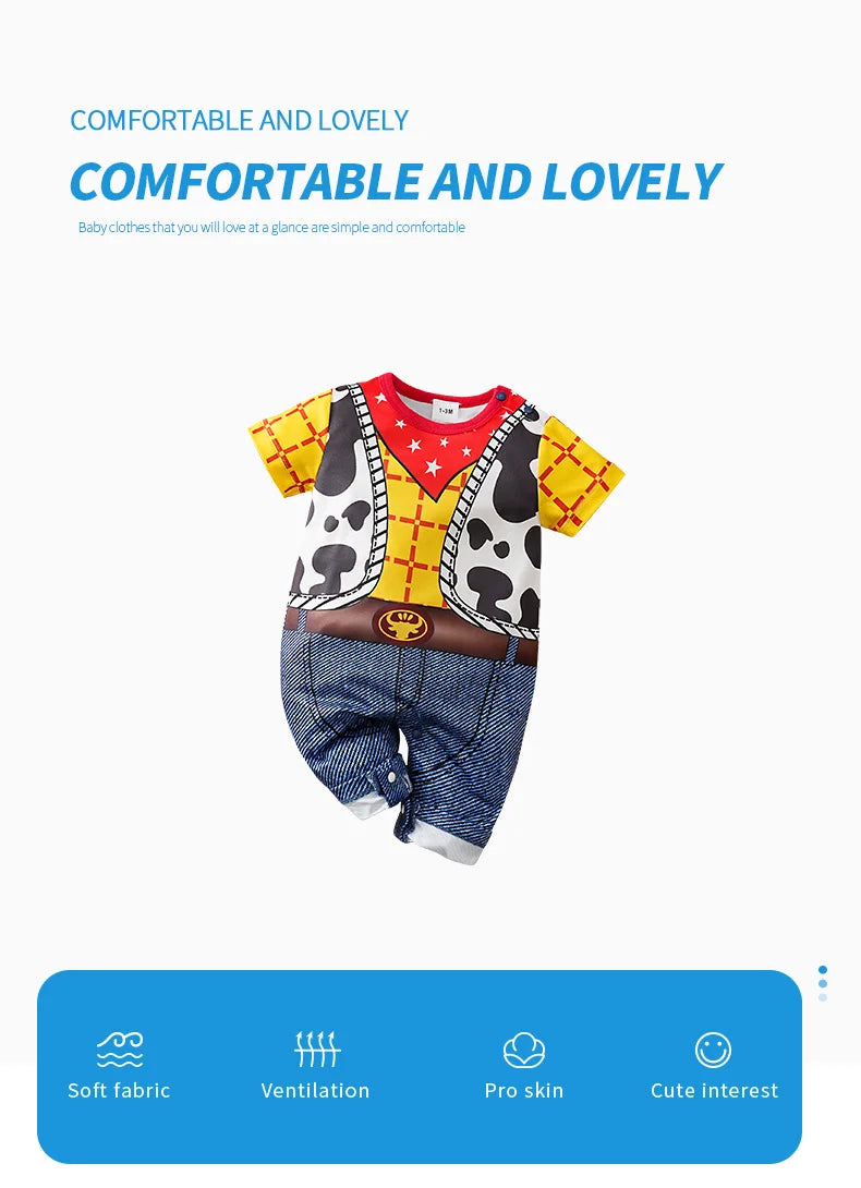 Baby Short-Sleeve Romper — Yellow