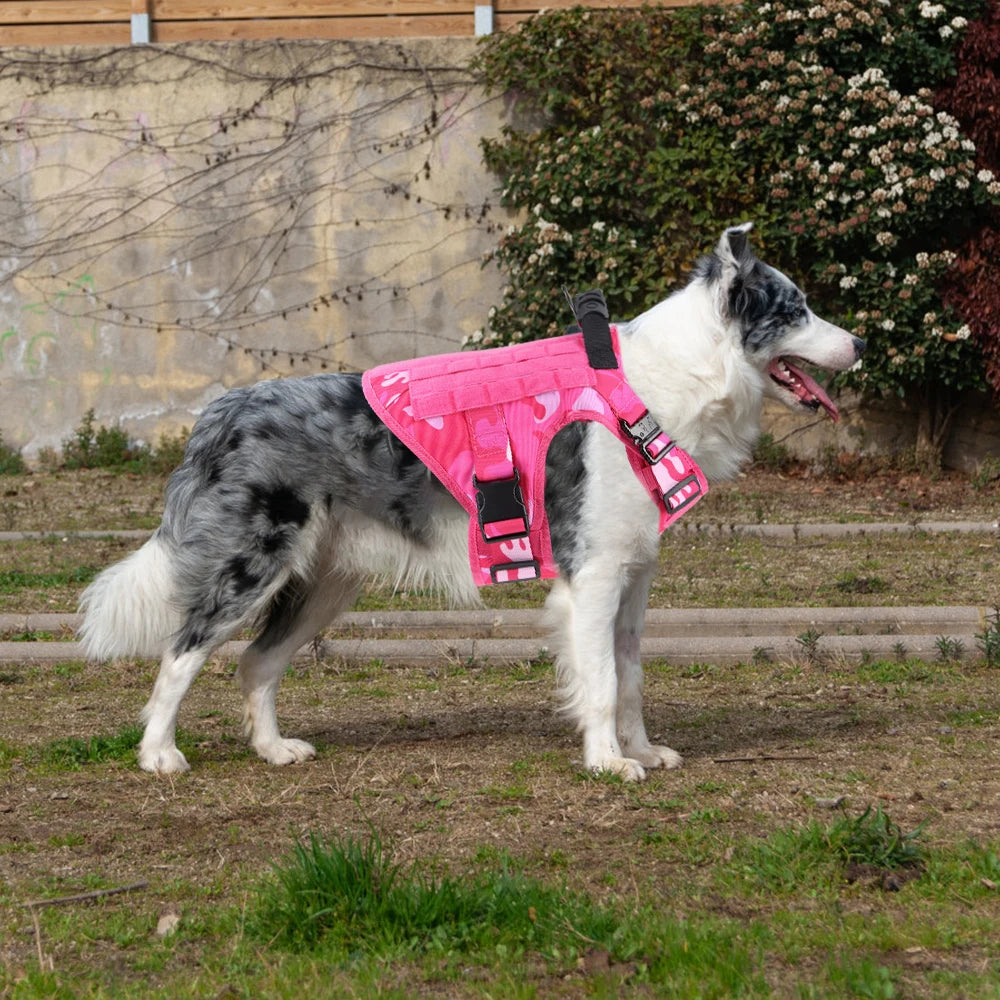 Pink Camouflage Adjustable Tactical Dog Harness