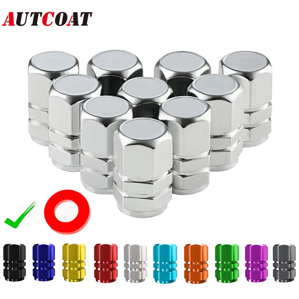 Aluminum Tire Valve Caps with Rubber Seals – Set of 4