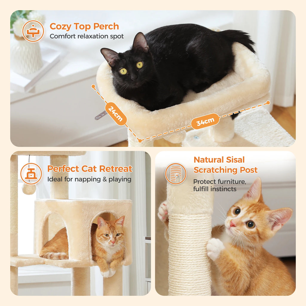 113cm Five-Level Cat Tree with Hammock & Condo