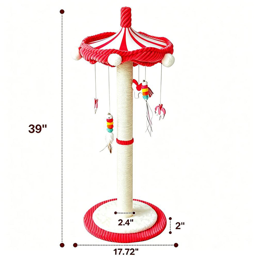 39" Carousel Cat Scratching Post with Rotating Top