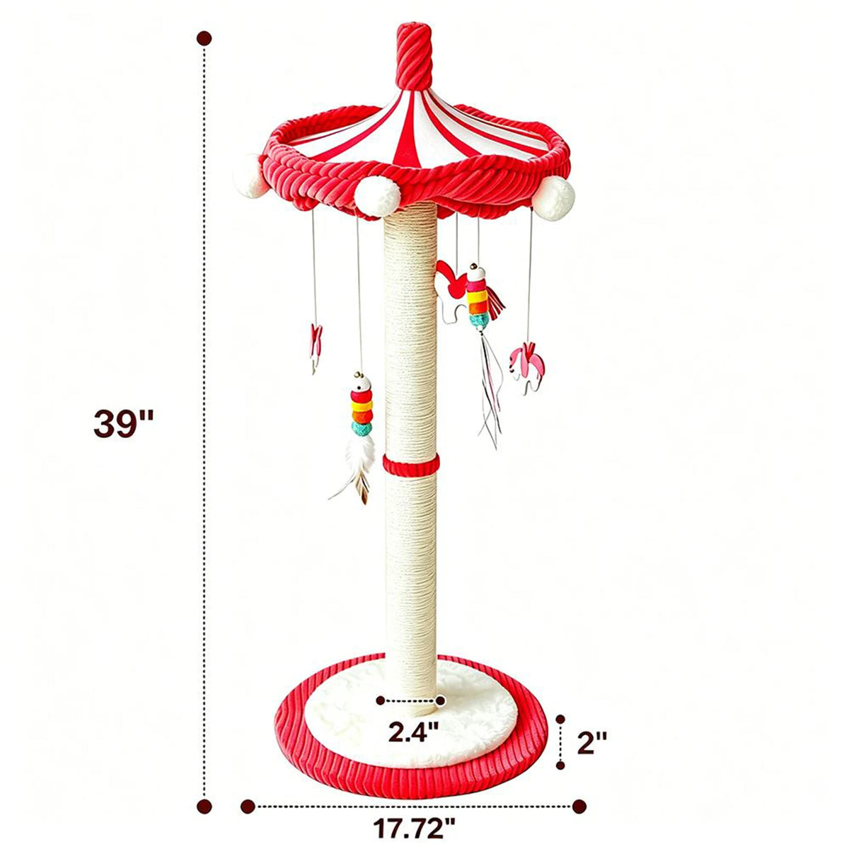 39" Carousel Cat Scratching Post with Rotating Top