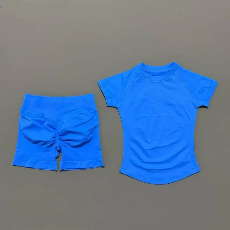 Women's Ribbed Short-Sleeve Top and Shorts Set
