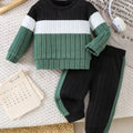 Baby Color-Block Striped Top and Jogger Set