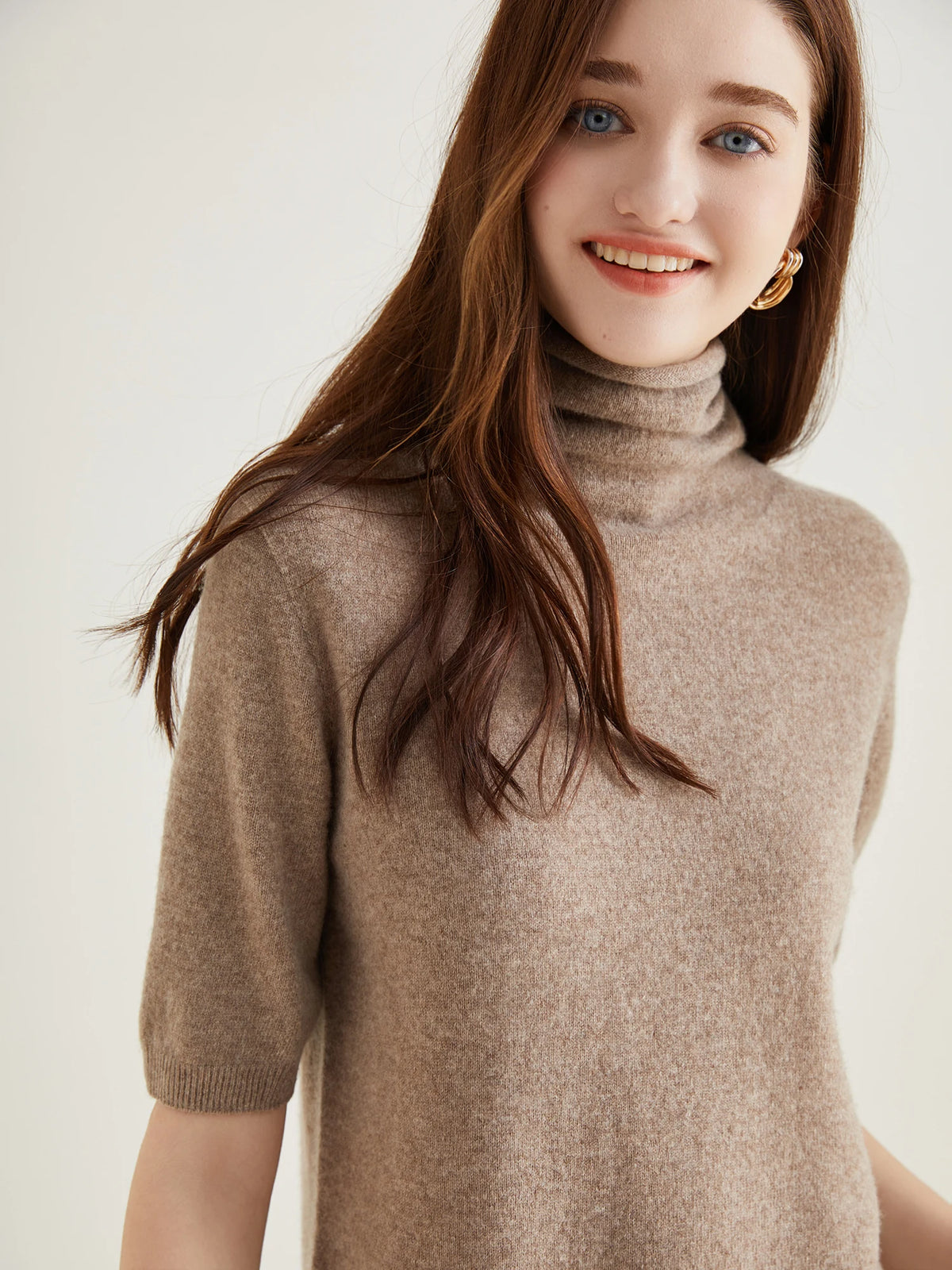 Women's Knit Tops Short Sleeve Fashion Women Sweaters New 100% Merino Wool Knitwears Vintage Sweater Turtleneck Pullover Clothes Dsers