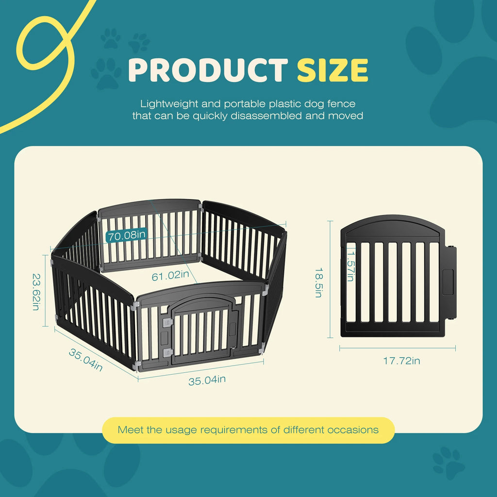 JHK 24" Six-Panel Plastic Dog Playpen