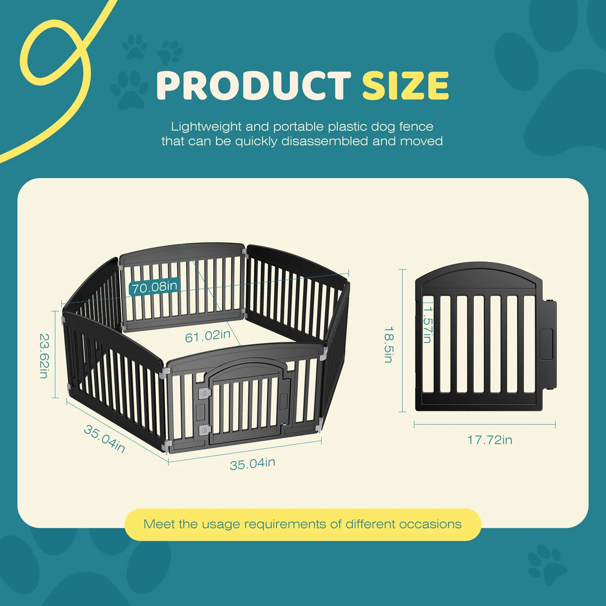 JHK 24" Six-Panel Plastic Dog Playpen