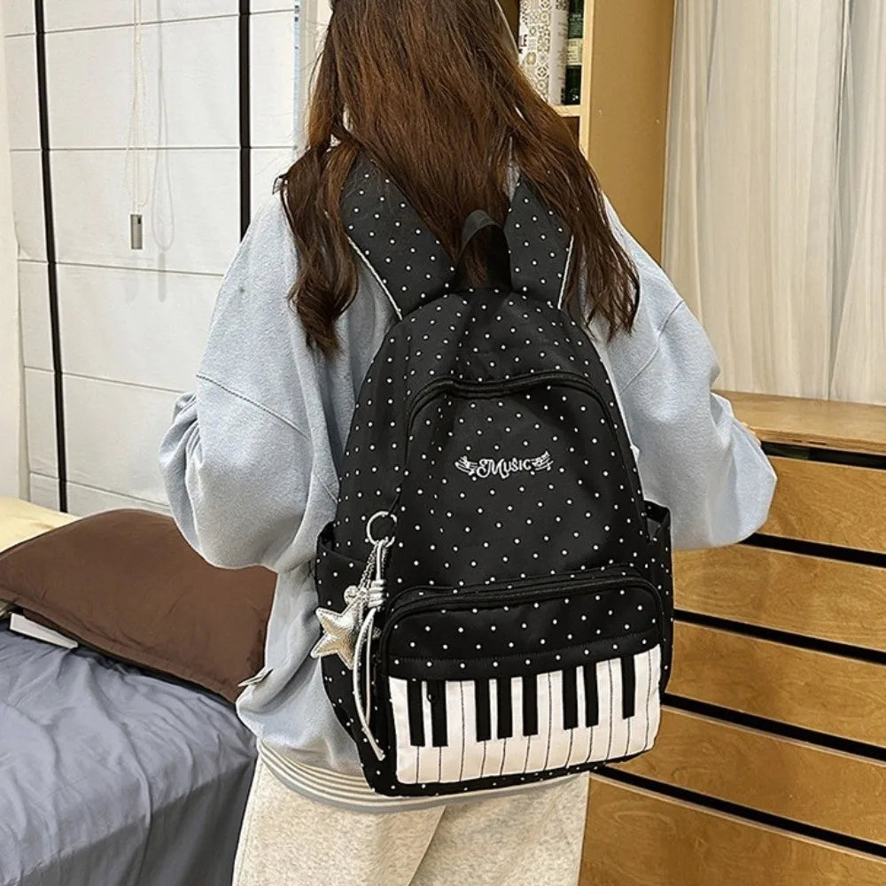 Piano-Key Print Lightweight Backpack