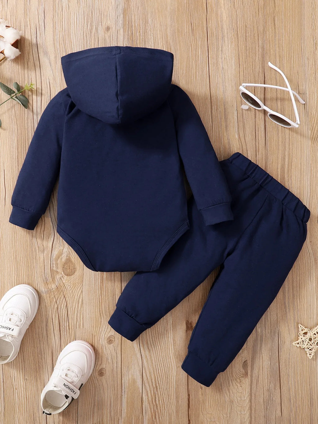 Baby Letter-Print Hooded Top and Pants Set
