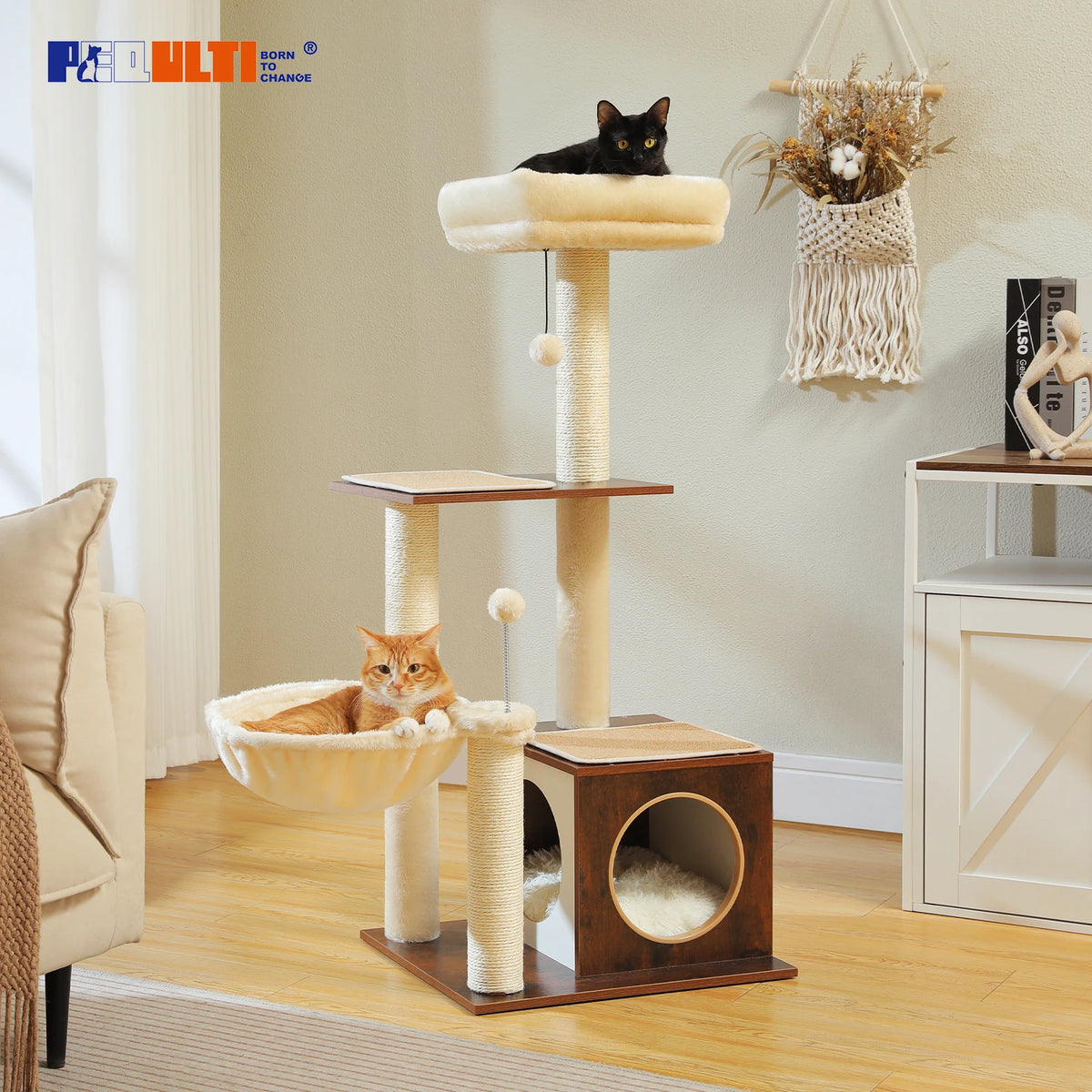 110cm Cat Tree with Condo & Hammock