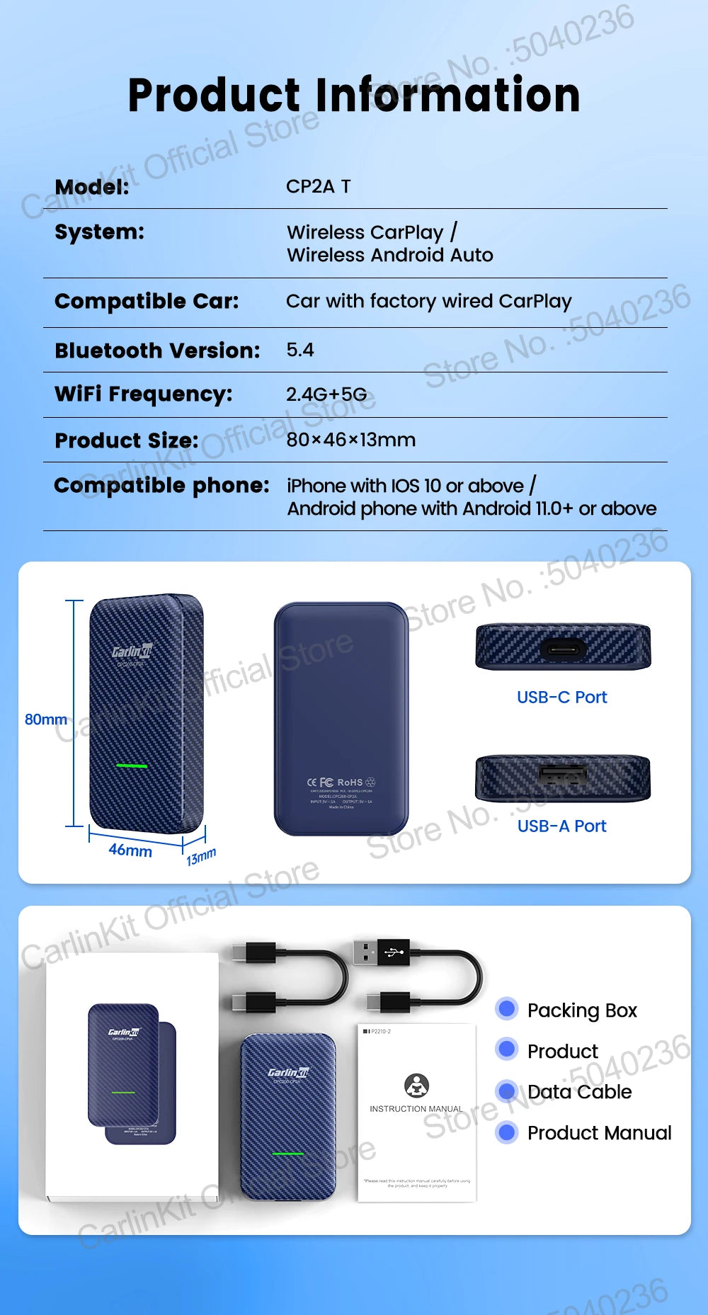 CarlinKit CP2A Wireless CarPlay & Android Auto Adapter