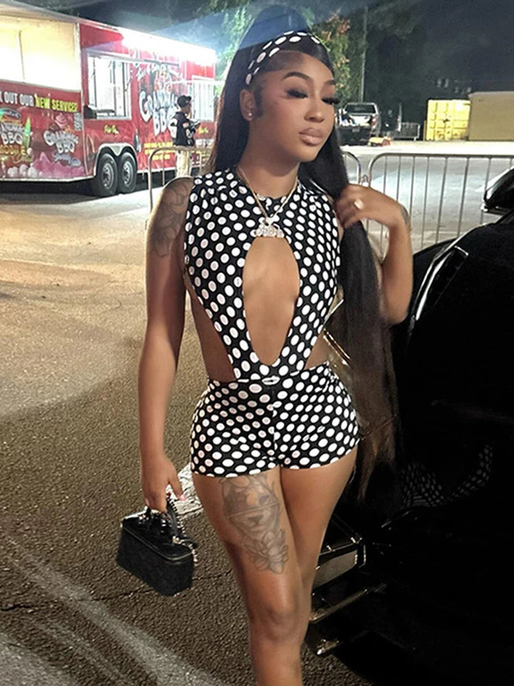 Women's Polka-Dot Bodysuit and Shorts Set