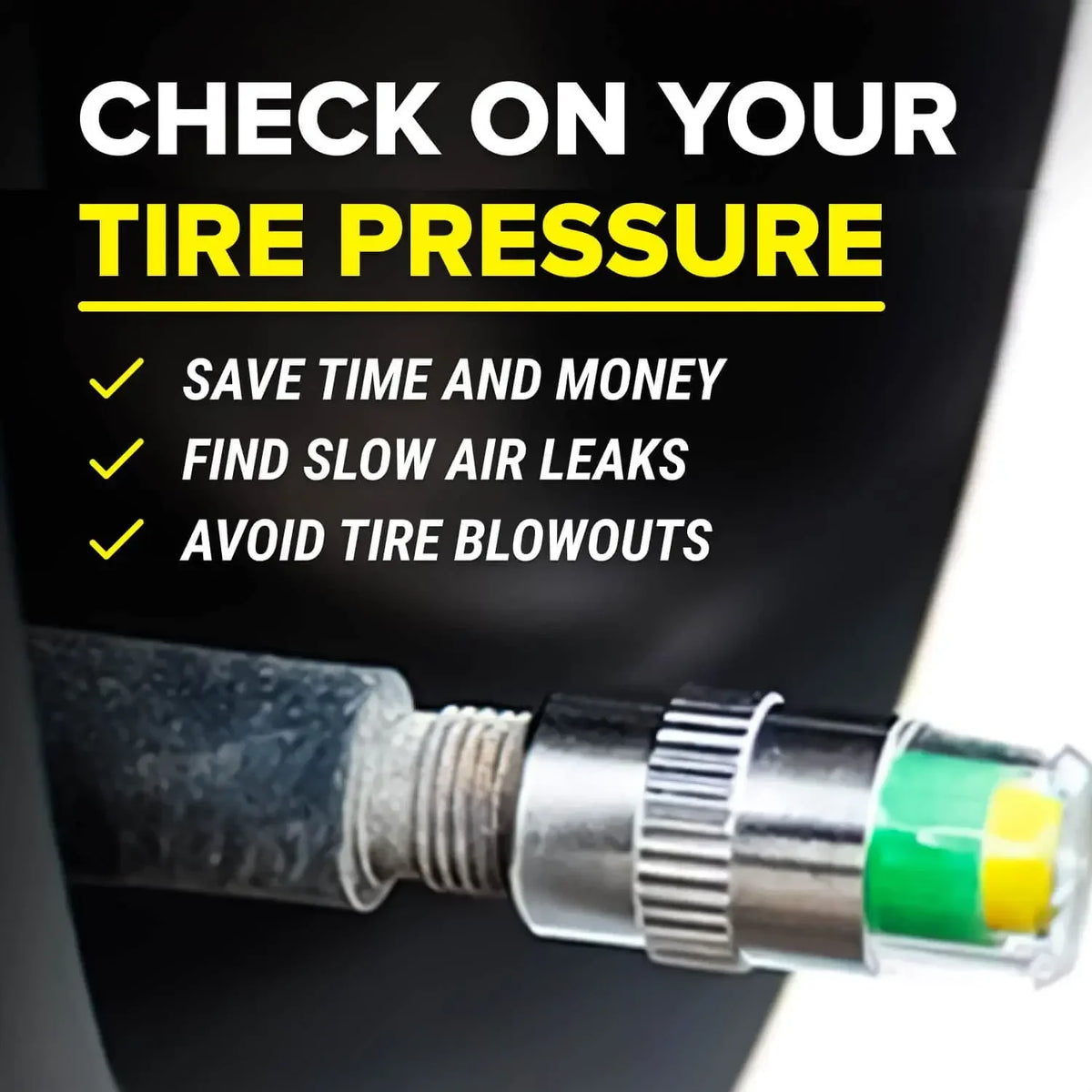 32 PSI Tire Pressure Indicator Valve Caps – Set of 4