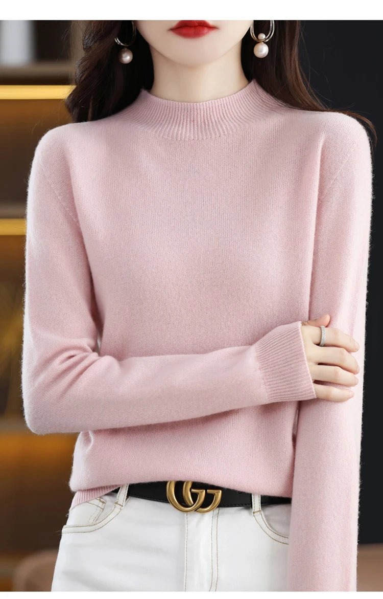 Women's Wool Mock-Neck Knit Sweater