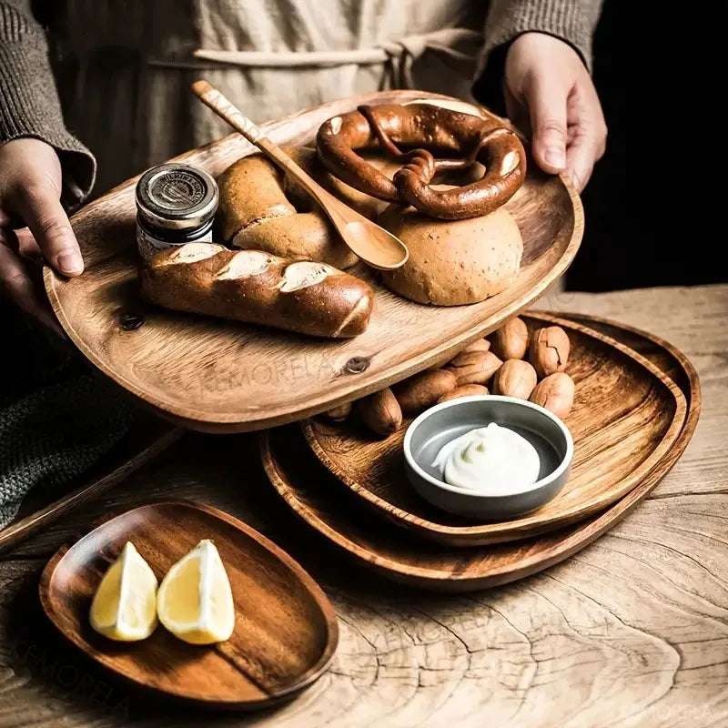 KEMORELA Solid Wood Serving Plates and Trays