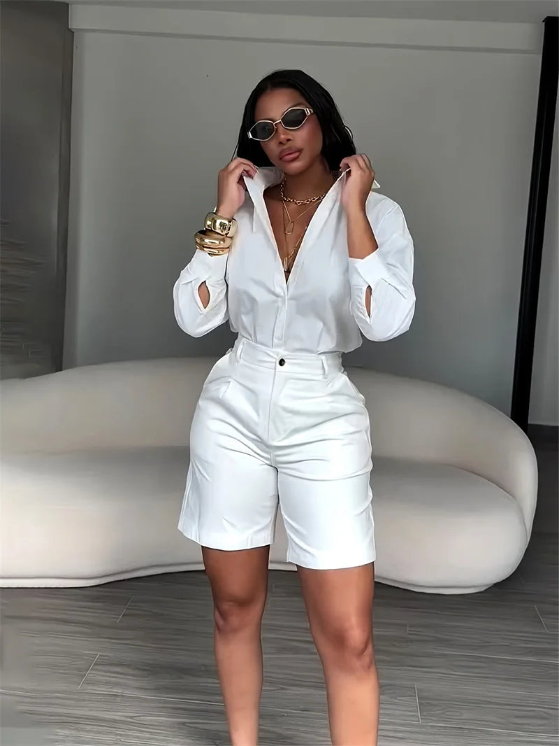 Women's Long-Sleeve Shirt and Shorts Set