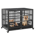 42" Metal Dog Crate with Wheels & Removable Tray