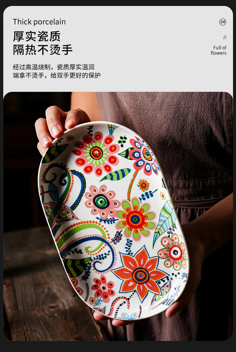 Floral Ceramic Dinner Plate — 8 Inch
