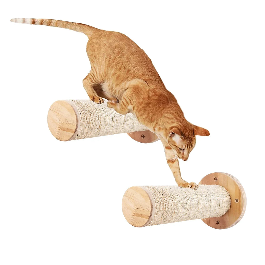 Cat Wall Mounted Solid Wooden Furniture Climbing Ladder and Cat Hammock with Scratching Post for Activity Indoor Cats Perches Whispering Desires Shoppe