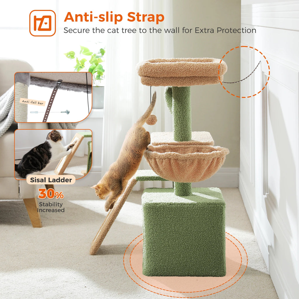 Compact Cat Tree with Removable Perch & Hammock