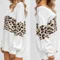 Leopard Colorblock V-Neck Oversized Sweater