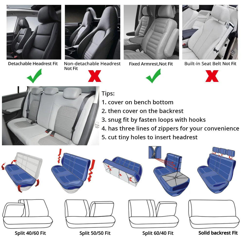 AUTOYOUTH Tire-Track Seat Covers – 9-Piece Set