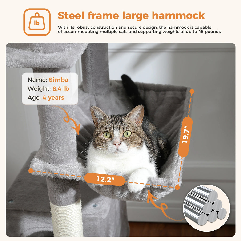 Multi-Level Cat Tree with Scratching Posts, Cozy Condo, Hammock, Large Cat Tower for Indoor Cats, Cat Scratching Board, Cat Toys Whispering Desires Shoppe