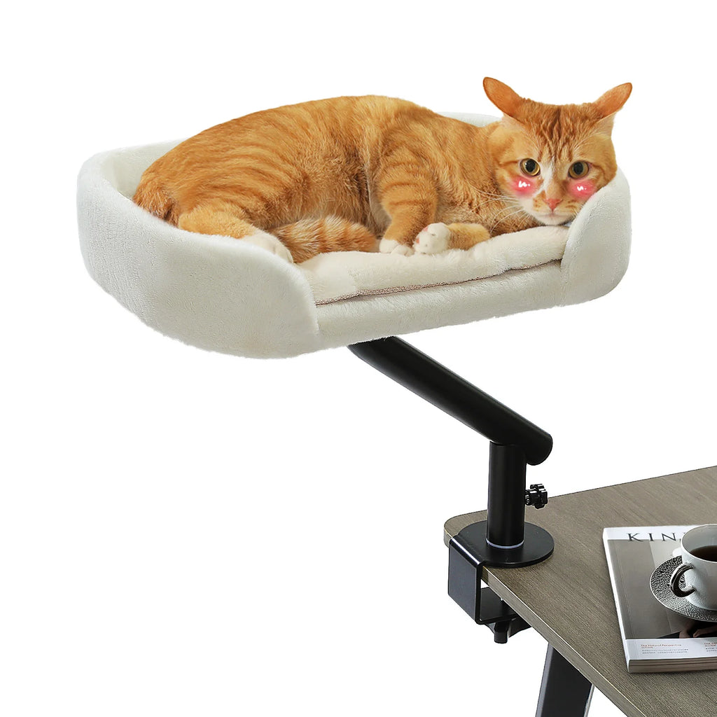 360° Rotating Desk-Mounted Cat Bed