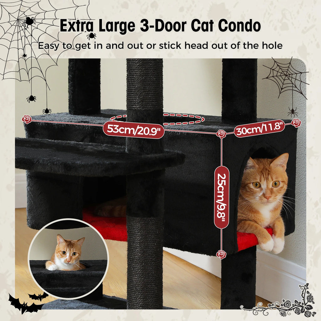 184cm Cat Tree with Hammock, Condo & Scratching Posts