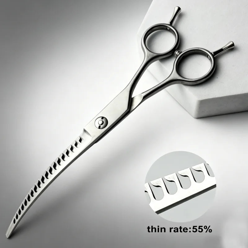 Wingsbro 7'' Curved Chunkers Shears Curved Thinning Shears Stainless Steel Dog Grooming Cat Curved Scissors Light Weight Special Whispering Desires Shoppe