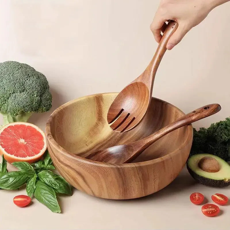 AJOYOUS Wooden Salad Servers — 2 Pieces