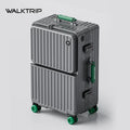 Front Opening Suitcase PC Material with Aluminum Frame TSA Lock Cup Holder Charging Port Colorful Wheels Travel Rolling Luggage Whispering Desires Shoppe