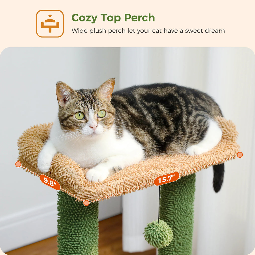 83cm Cactus Cat Tree with Condo & Hammock