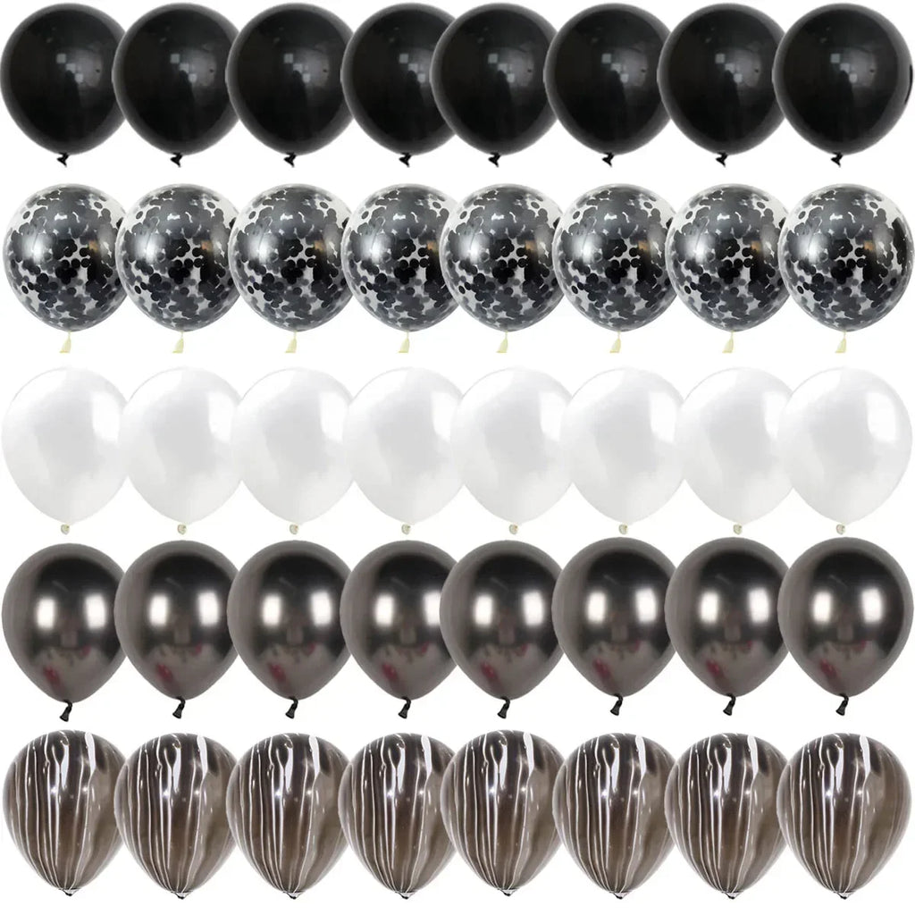 Black Confetti Latex Balloon Sets, 40 Pieces