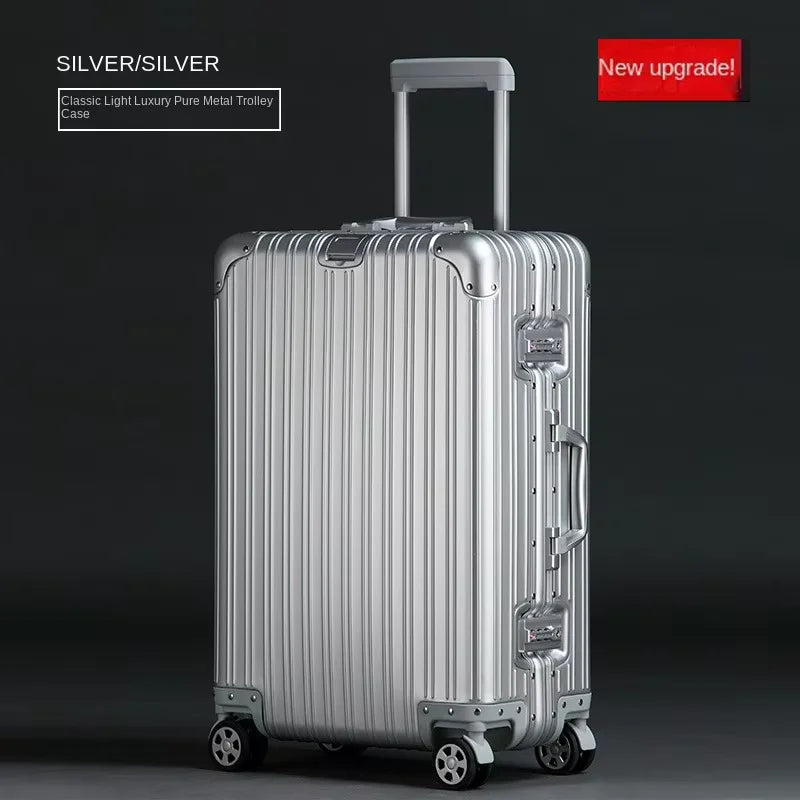 100% Aluminum Magnesium alloy Suitcase TSA Lock Metal Boardable Luggage Trolley Case Classic Glossy and Frosted Travel Suitcase Whispering Desires Shoppe